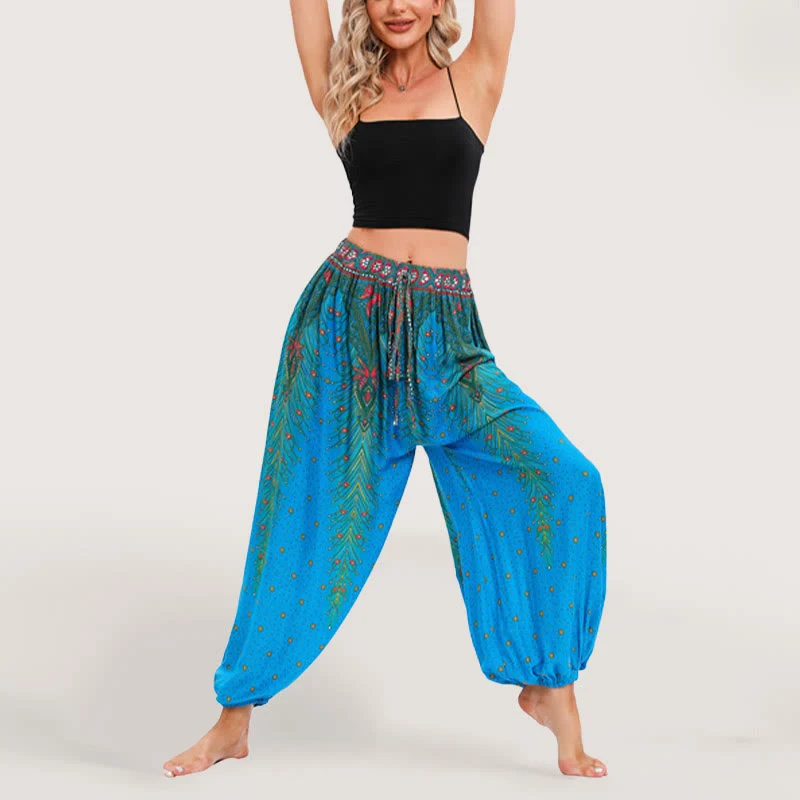 Olivenorma Celestial Print Boho Damen Haremshose mit elastischer Taille