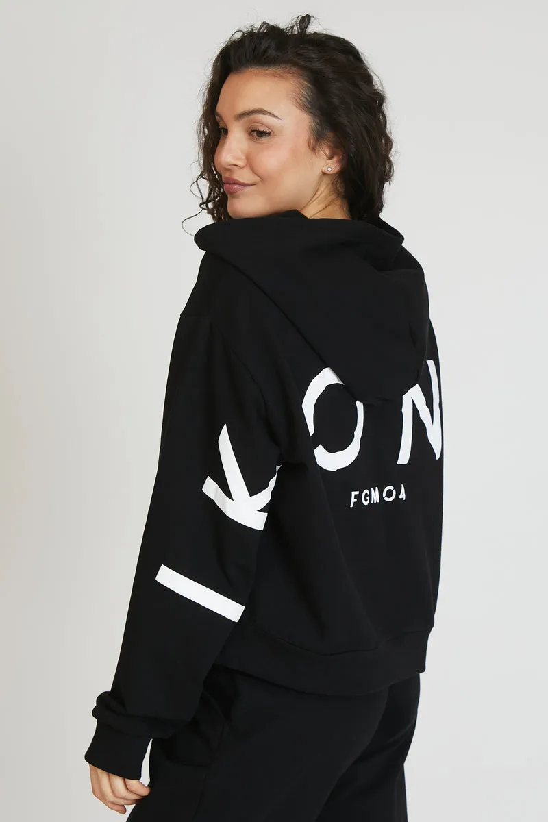 Felpa Donna Over Cappuccio FLAG Nero