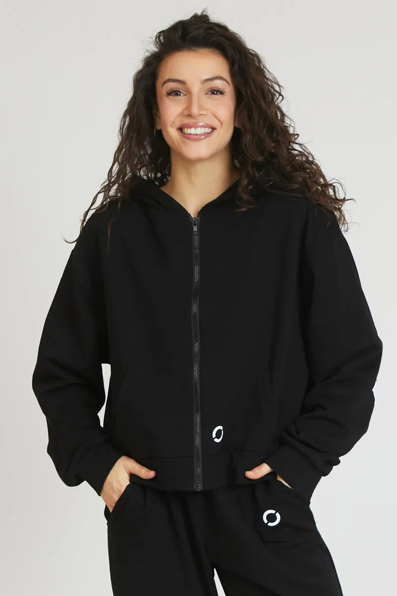 Felpa Donna Over Cappuccio FLAG Nero