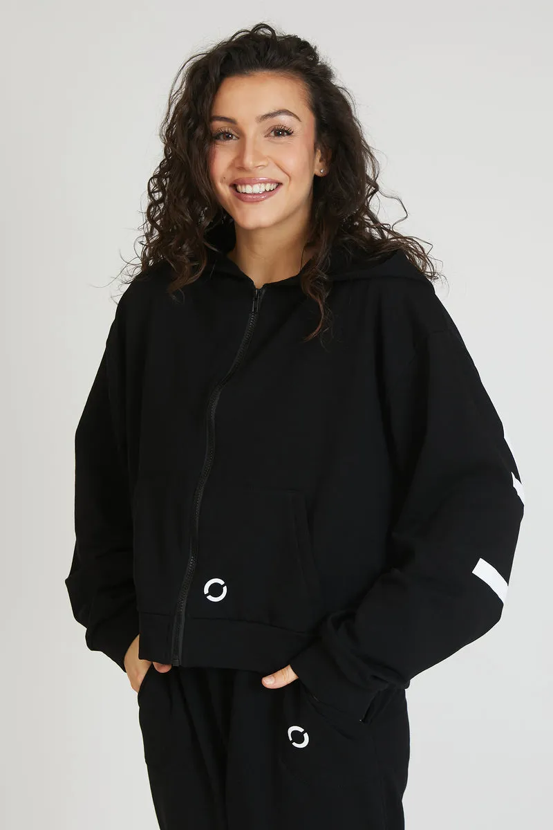Felpa Donna Over Cappuccio FLAG Nero