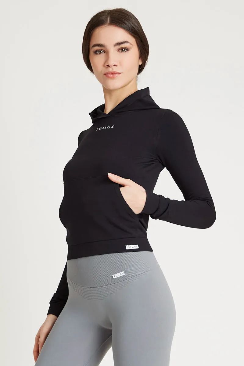 Maglia Slim Con Cappuccio Nero