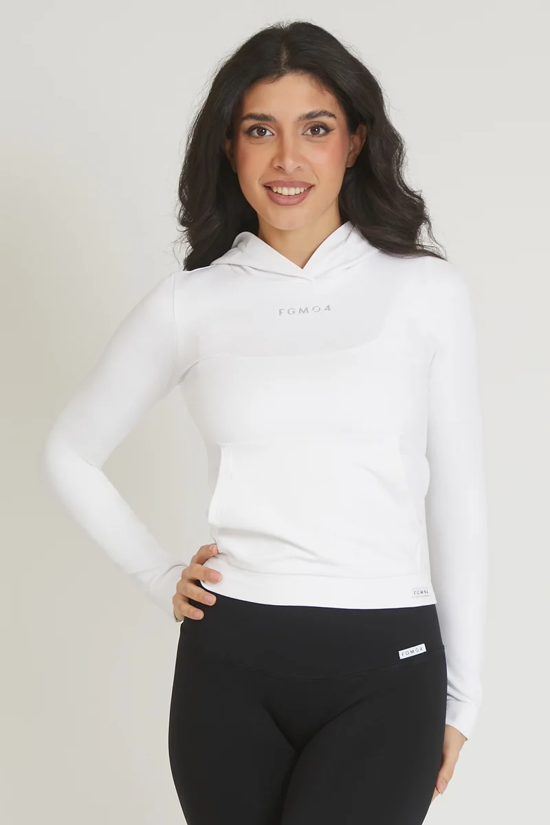 Maglia Slim Con Cappuccio Bianco