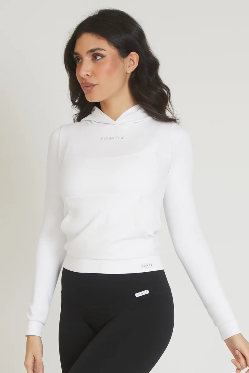 Maglia Slim Con Cappuccio Bianco