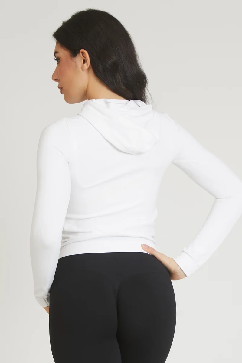 Maglia Slim Con Cappuccio Bianco
