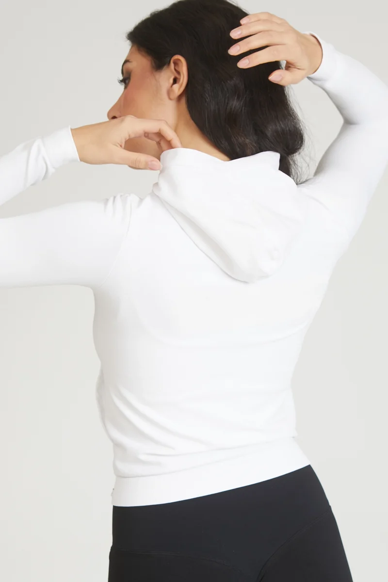 Maglia Slim Con Cappuccio Bianco