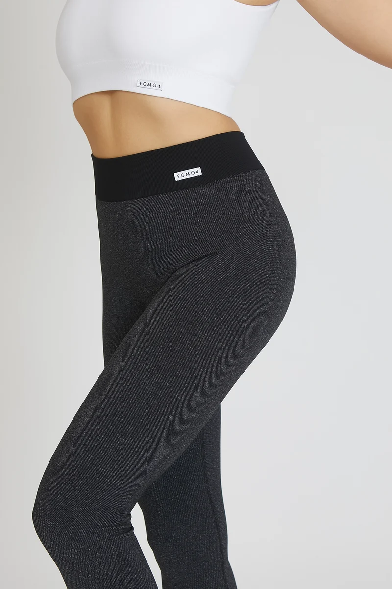 Leggings Basic Jeans Nero