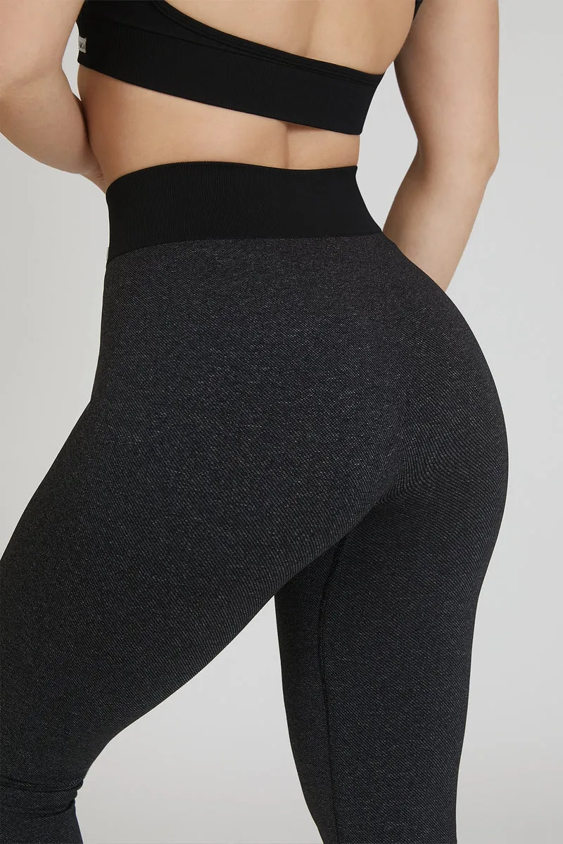 Leggings Basic Jeans Nero
