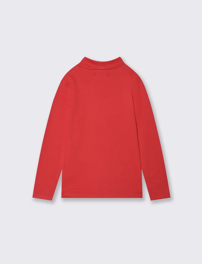 T-shirt collo alto manica lunga interlock - Rosso