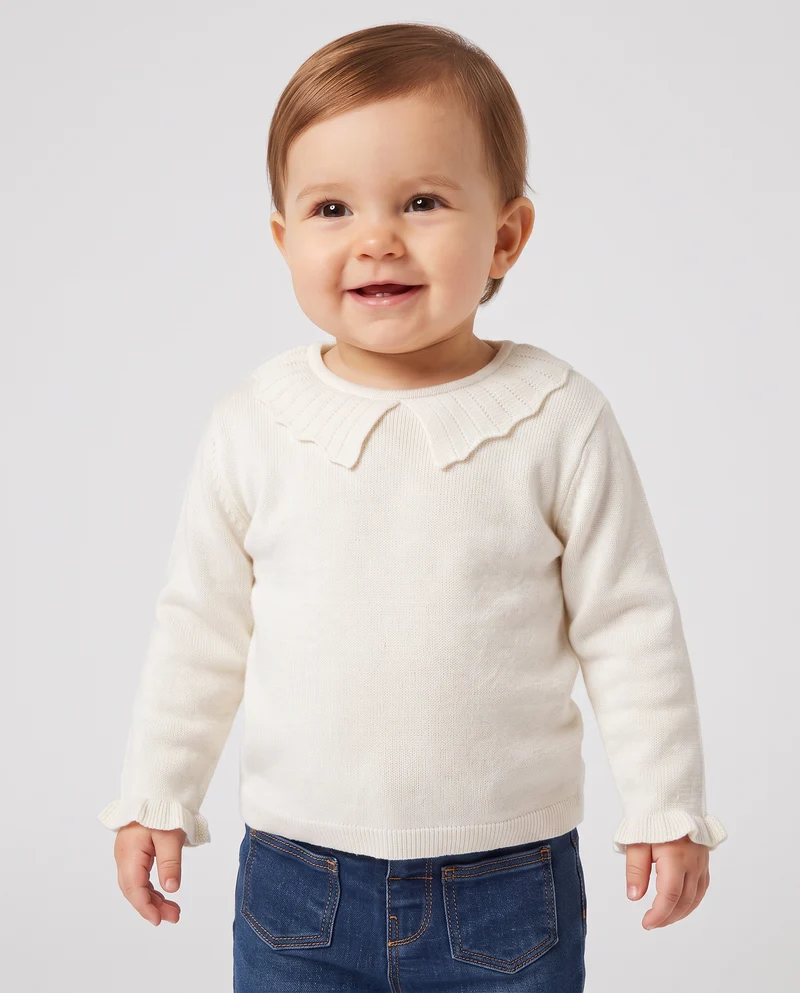 Maglia e maglioncino colletto romantico - Bianco panna