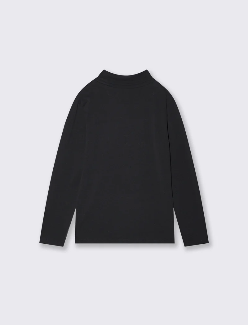 Lupetto manica lunga in cotone elastico - Nero