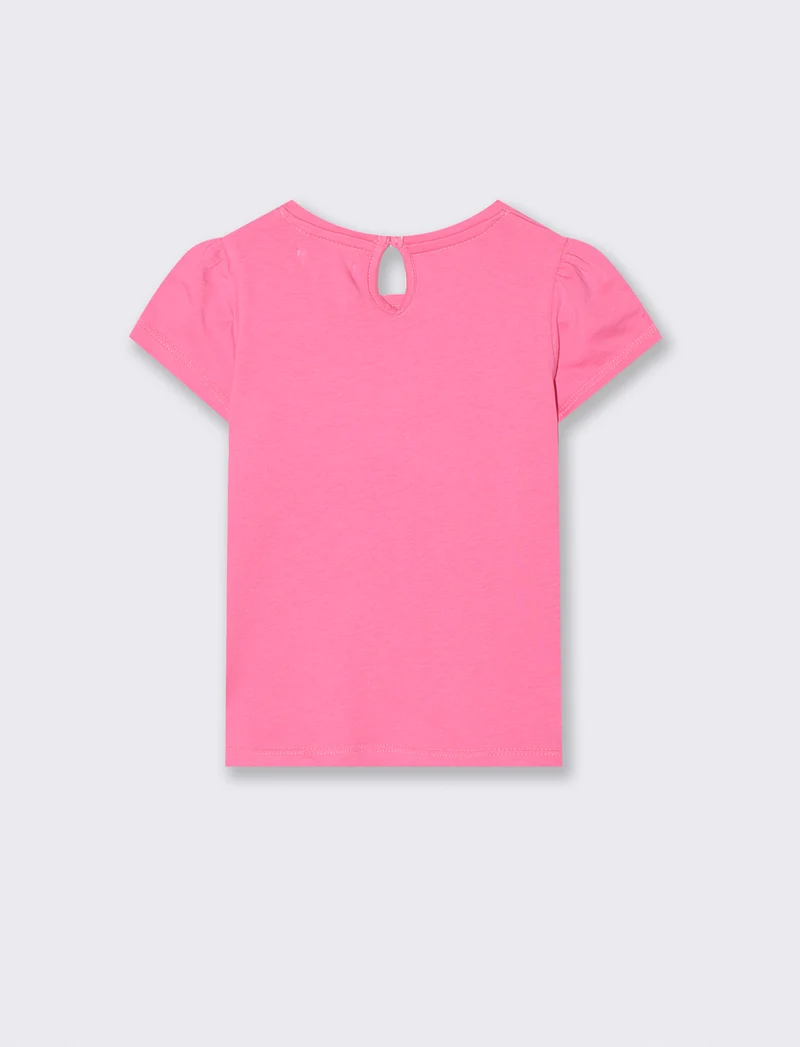 Maglietta corta con stampa e bottoncini - Rosa big bubble