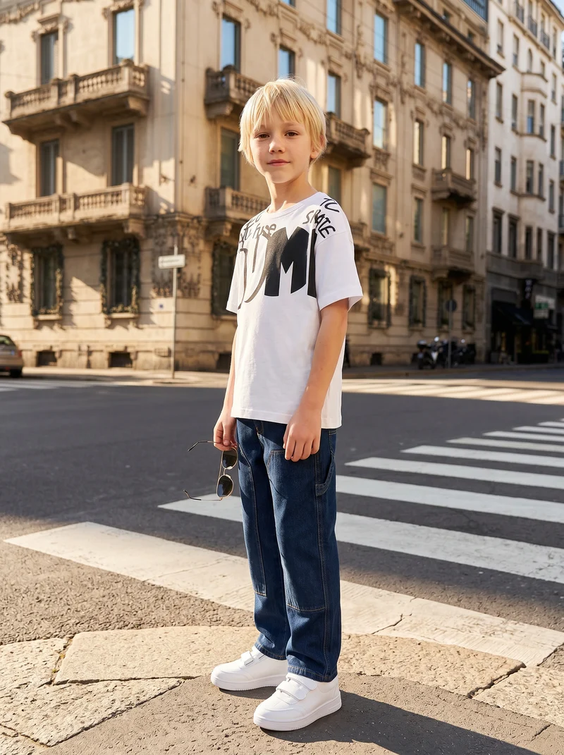T-shirt con stampa alla moda in cotone - Bianco