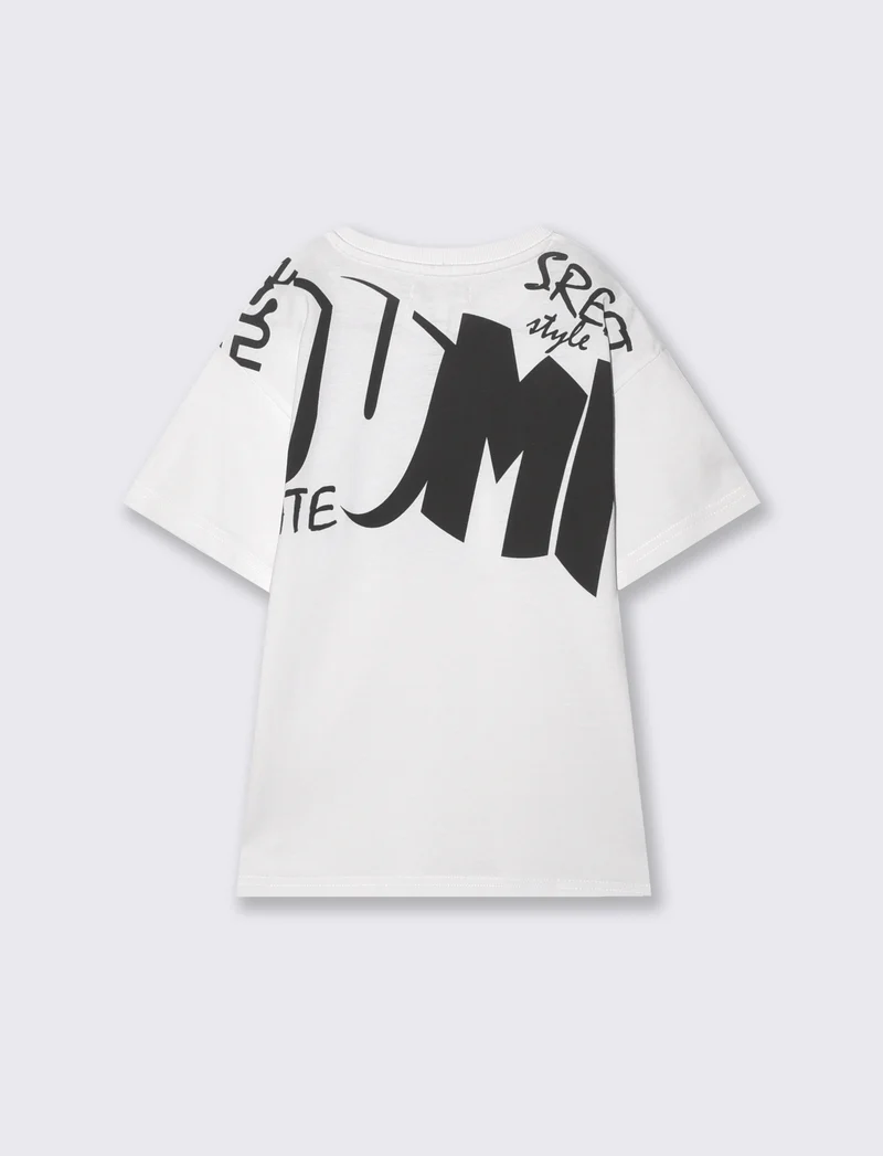 T-shirt con stampa alla moda in cotone - Bianco