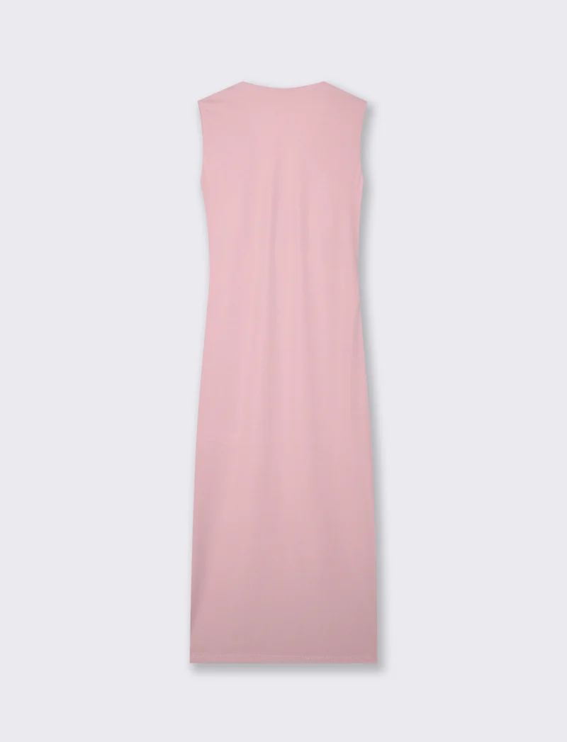 Abito Aderente Midi con Scollo a V - Cipria