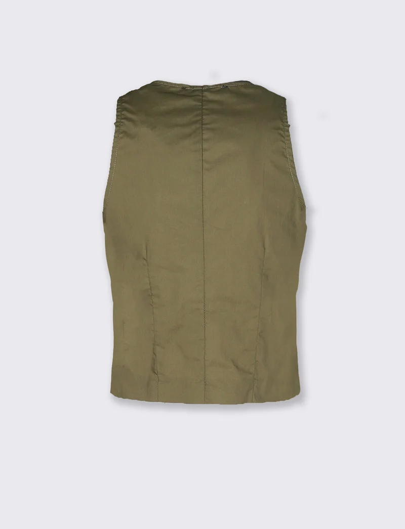 Top crop donna con tasche e bottoni - Ve.milit.
