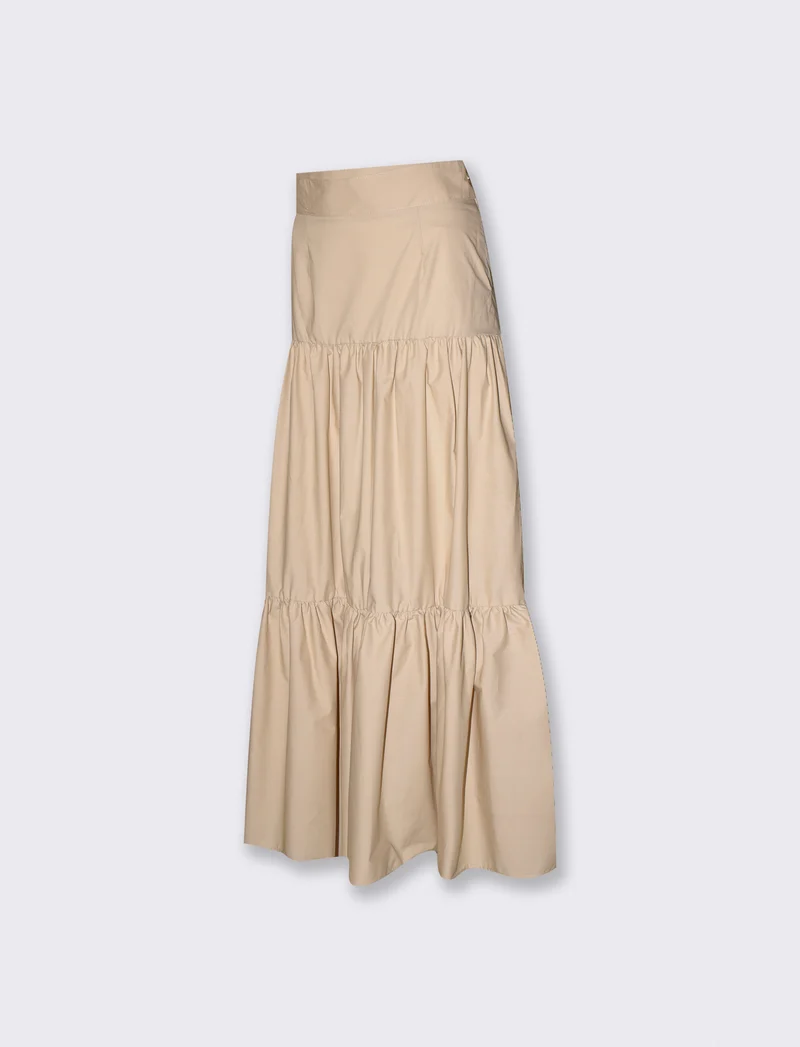 Gonna lunga con balze per ogni occasione - Beige corda