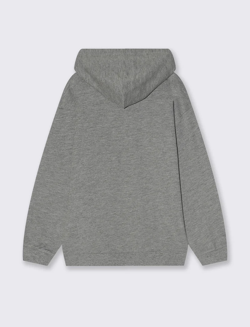 Felpa con cappuccio e stampa originale - Grigio chiaro mel.