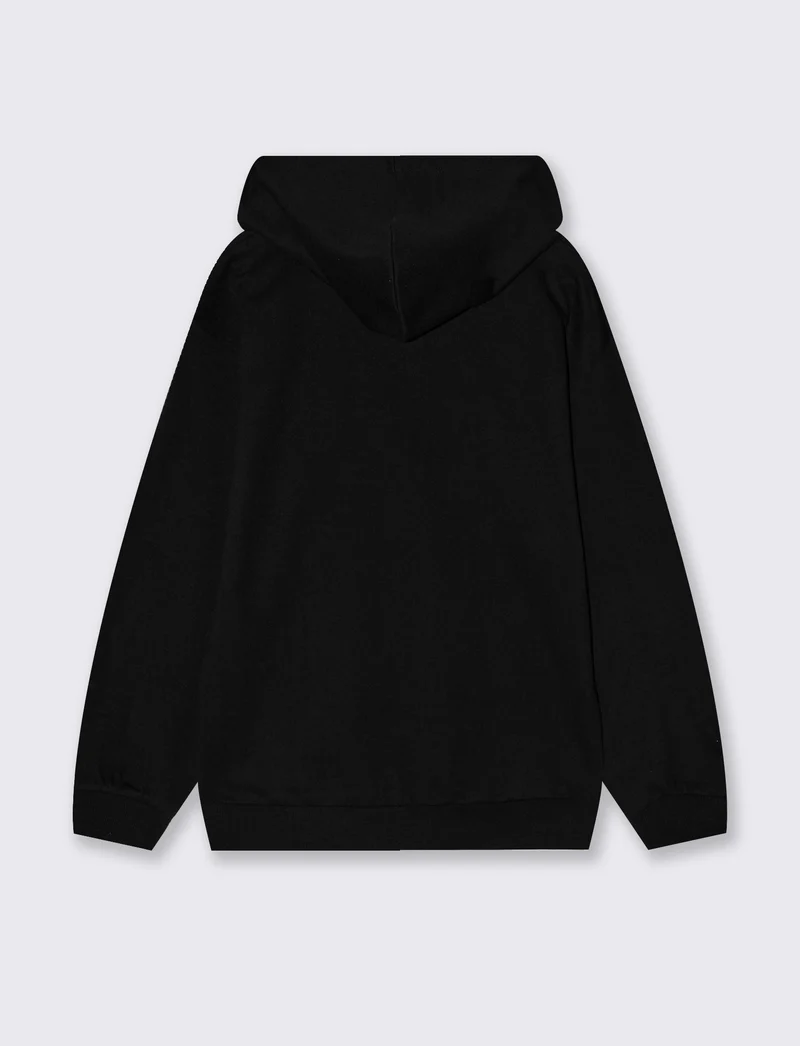 Felpa con cappuccio e stampa originale - Nero