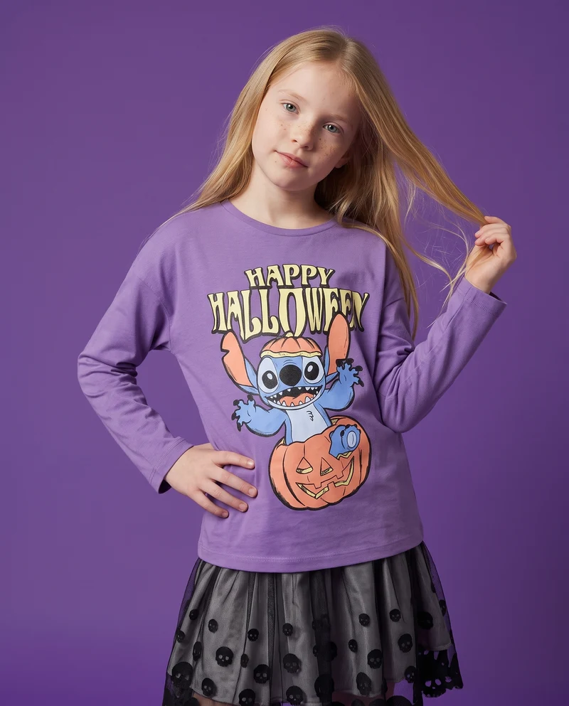 T-shirt manica lunga Halloween Stitch Disney - Viola