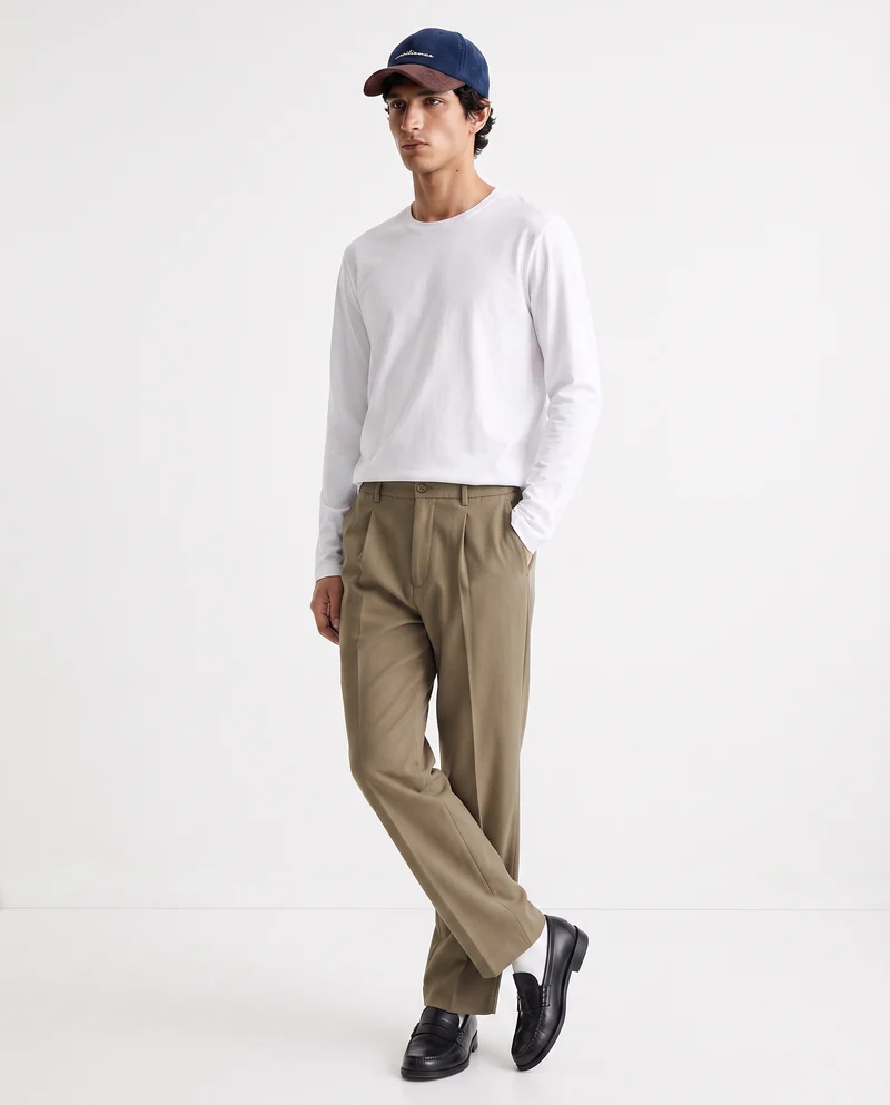 Pantaloni Chino Pinces Straight Fit - Beige