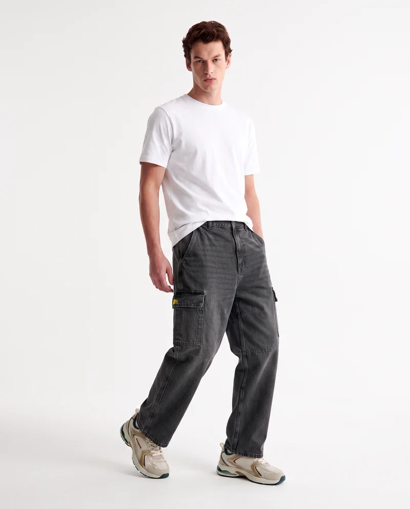 JEANS BAGGY CARGO FIT CON TASCONI SLAVATI - Grigio
