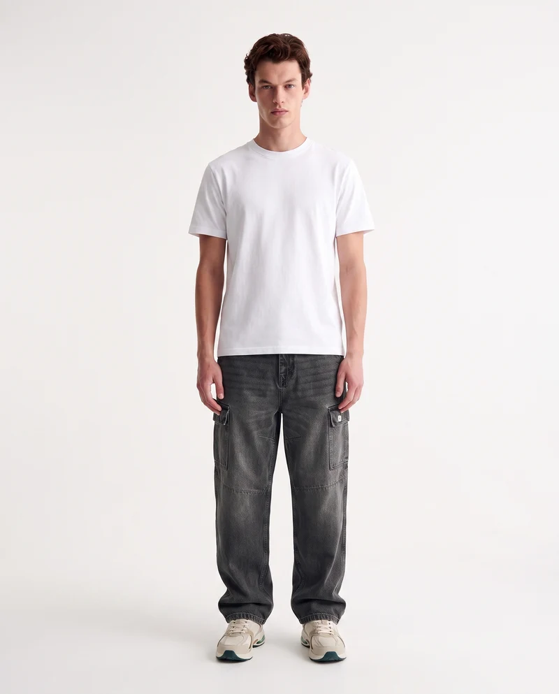 JEANS BAGGY CARGO FIT CON TASCONI SLAVATI - Grigio