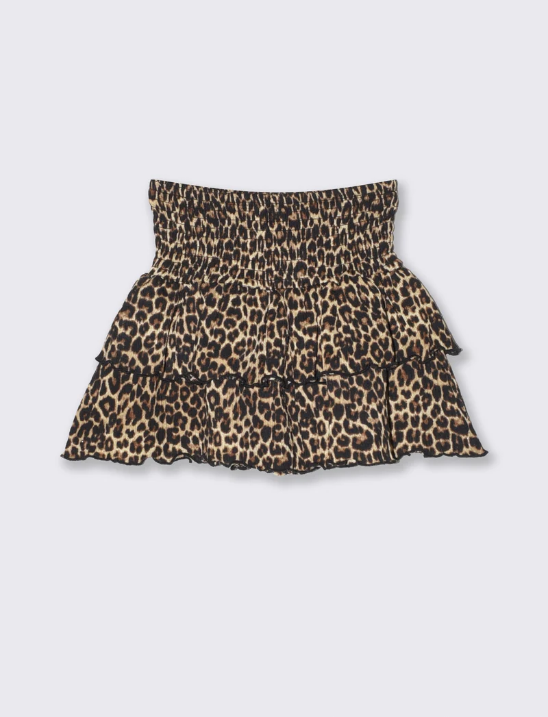 Gonna da bambina in tessuto increspato - Leopardato