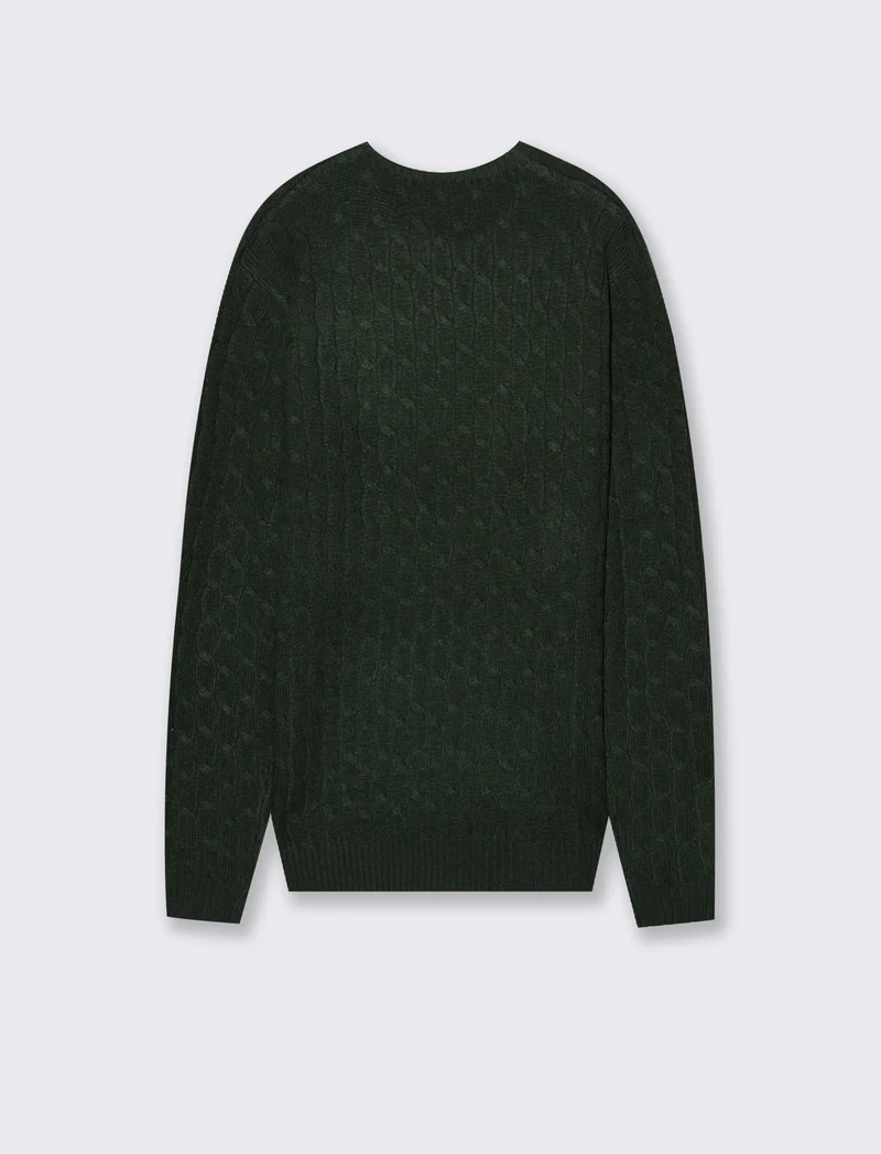 MAGLIA GIROCOLLO A TRECCE: - Verde scuro