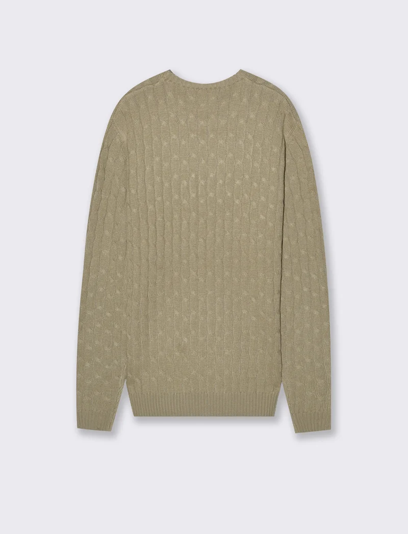 MAGLIA GIROCOLLO A TRECCE: - Beige