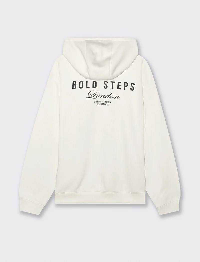 FELPA CON CAPPUCCIO E STAMPE - Bianco