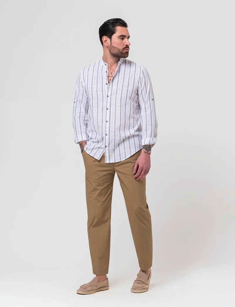 Pantaloni chino in popelin stretch da uomo - Beige