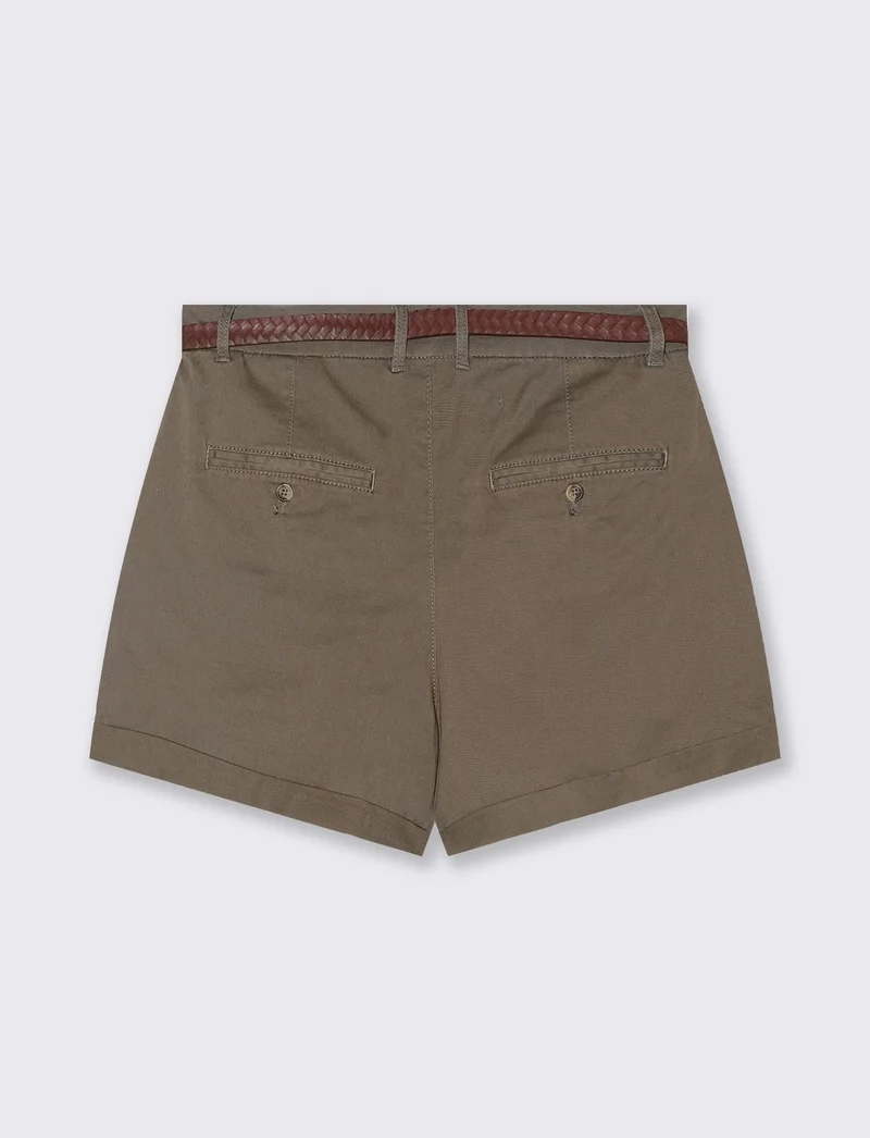Short con cintura da donna - Verde salvia