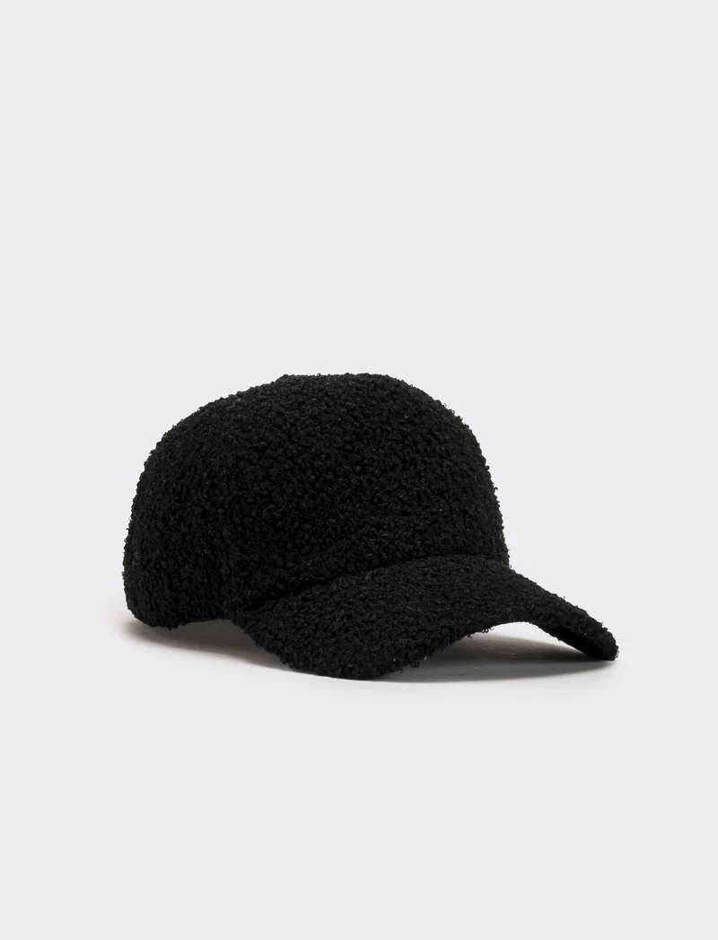 Cappello baseball pelliccia agnello - Nero