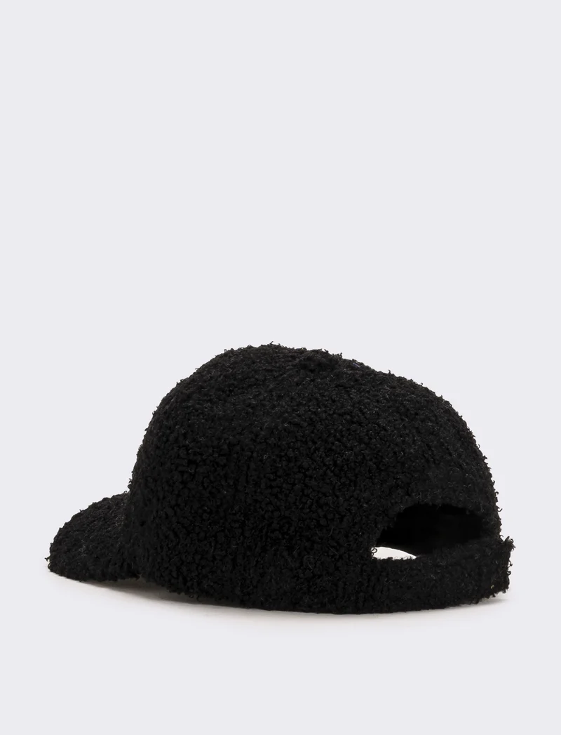 Cappello baseball bambina in pelliccia agnello - Nero