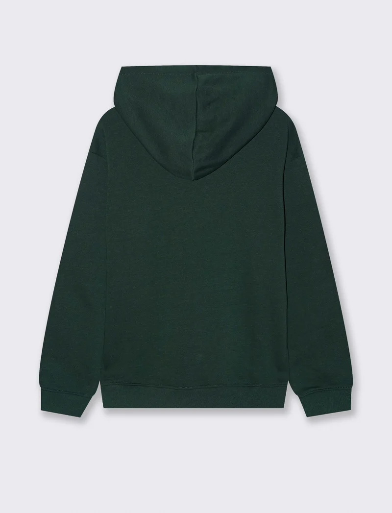 FELPA CON CAPPUCCIO E TASCA A MARSUPIO - Verde bosco