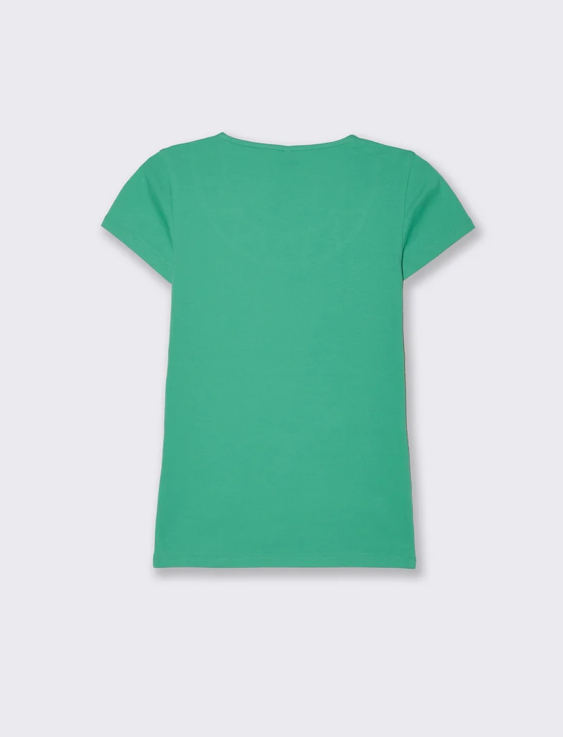T-shirt con intreccio sul collo da donna - Verde smeraldo
