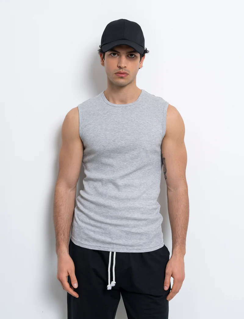 T-shirt senza maniche da uomo - Grigio mel.
