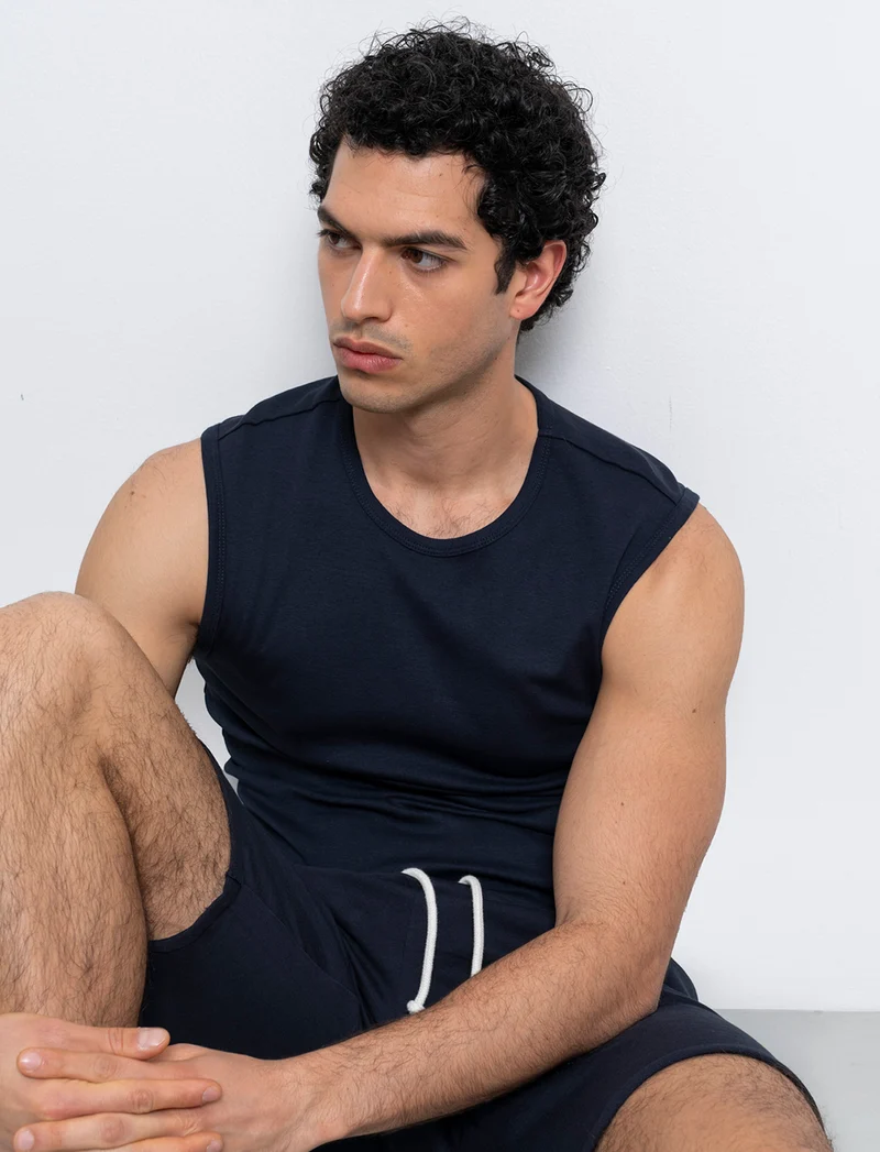 T-shirt senza maniche da uomo - Blu