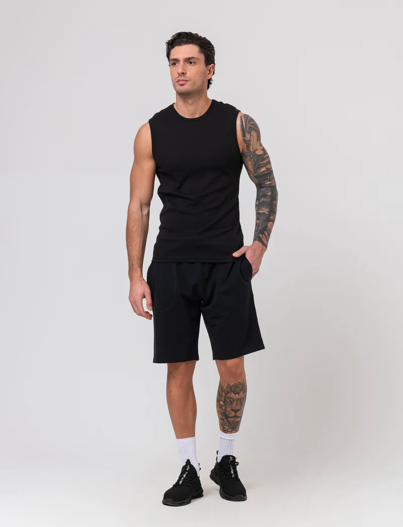 T-shirt senza maniche da uomo - Nero