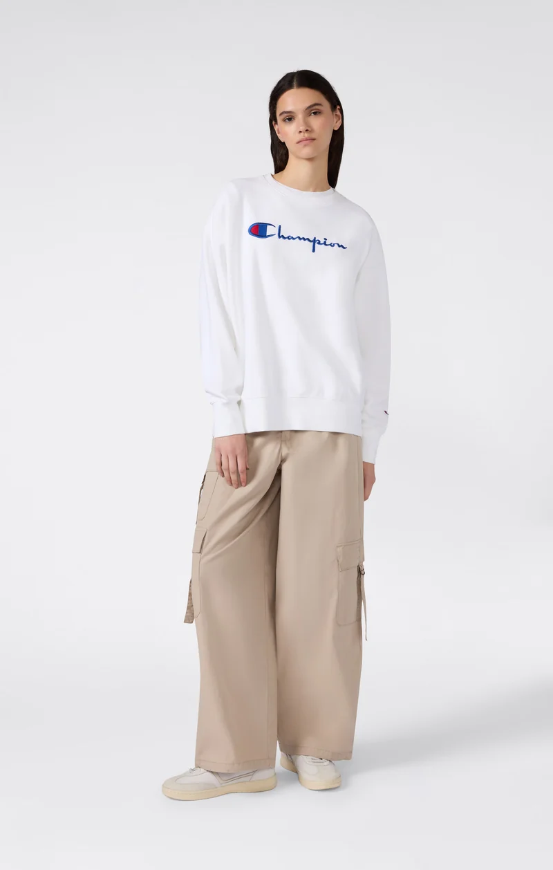 Women’s Lightweight Reverse Weave Crewneck Sweatshirt with Embroidered Logo