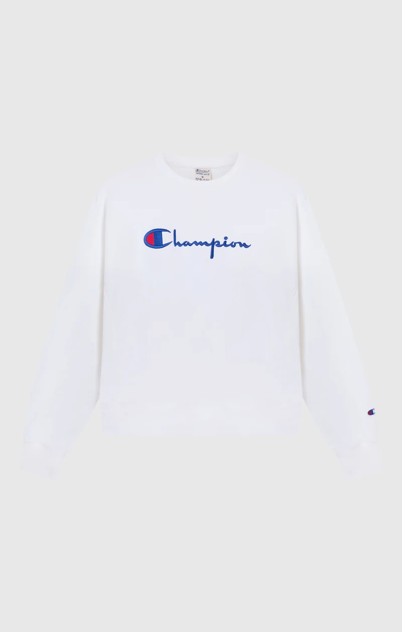 Women’s Lightweight Reverse Weave Crewneck Sweatshirt with Embroidered Logo