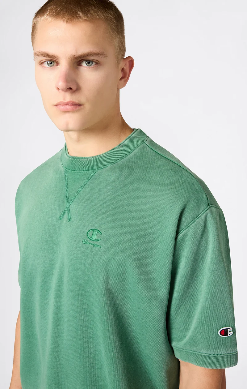Men’s Washed Effect Short Sleeve Crewneck Sweatshirt Icons