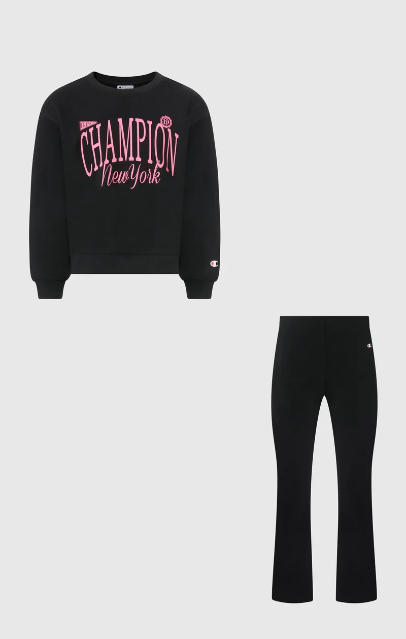 Girls’ Crewneck Sweatshirt and Pants Tracksuit with Graphic