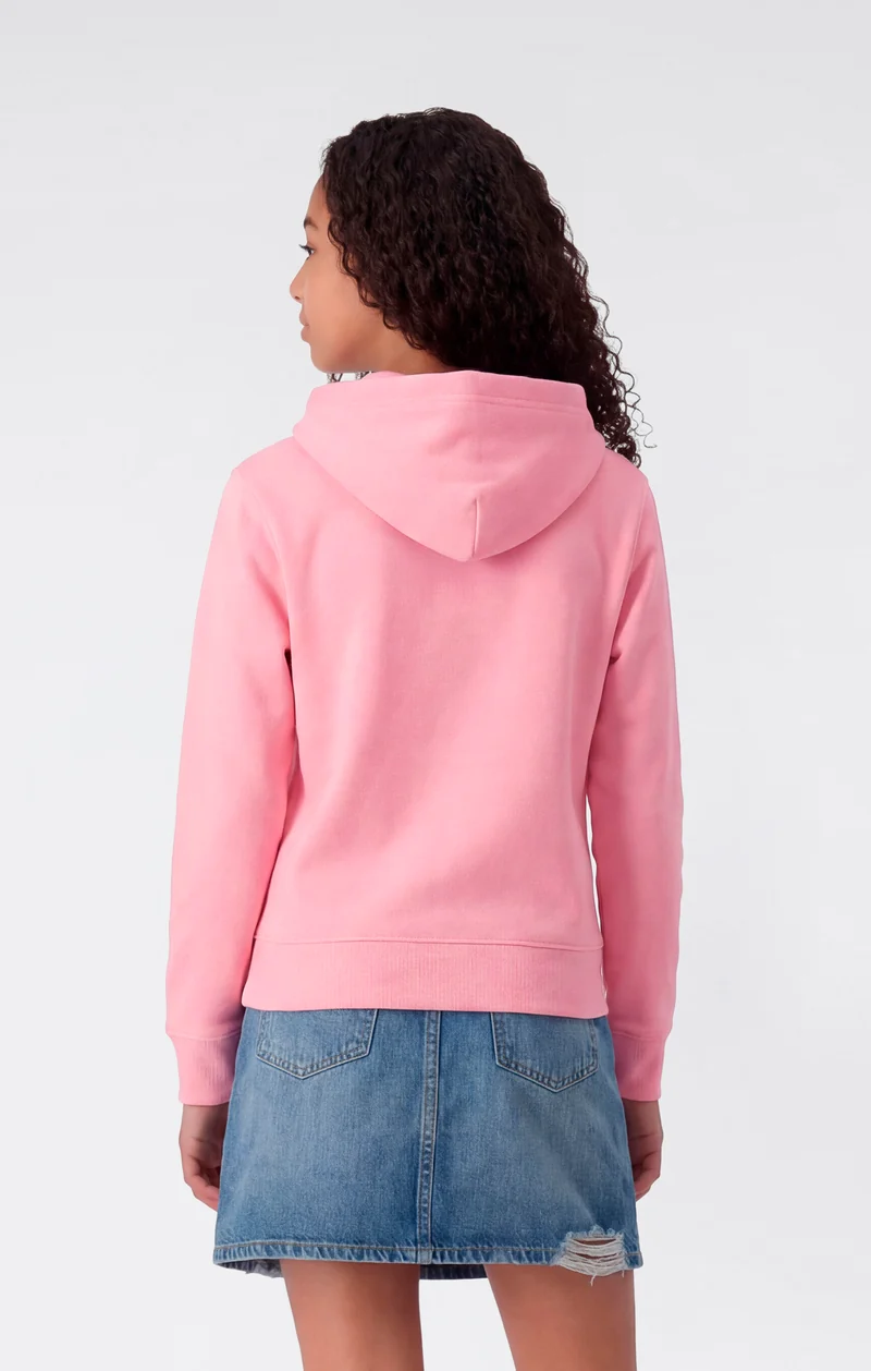 Girls’ Lightweight Hooded Sweatshirt with Tonal Embroidered Maxi Logo Icons