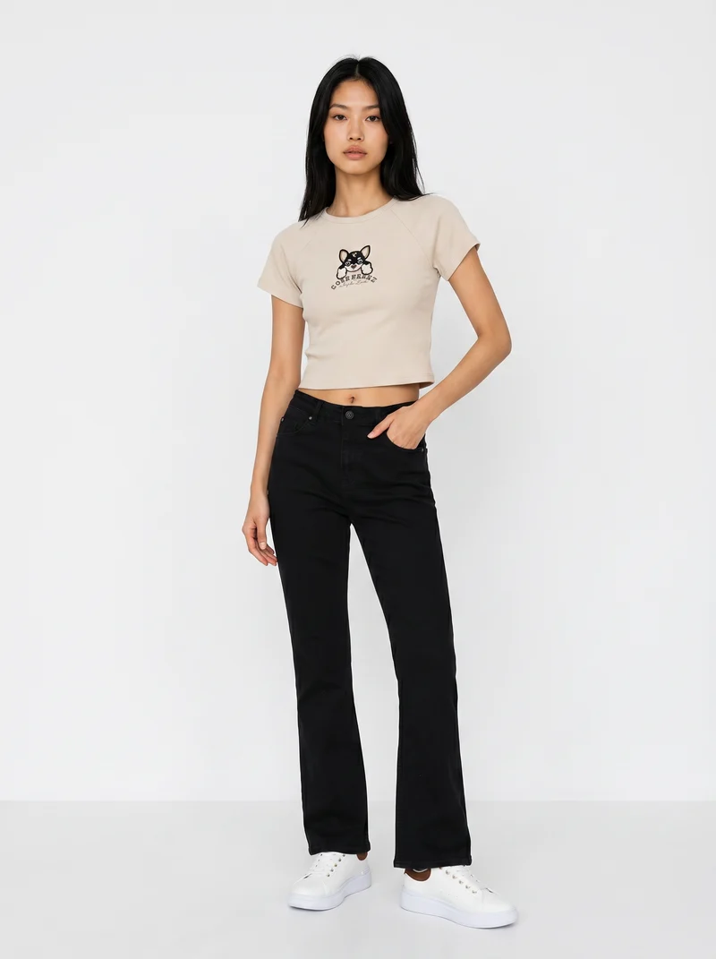 T-shirt crop manica corta raglan - var 2