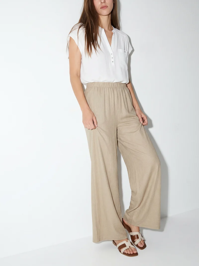 Pantalone Elasticizzato con Vestibilità Orbida - Grigio fango