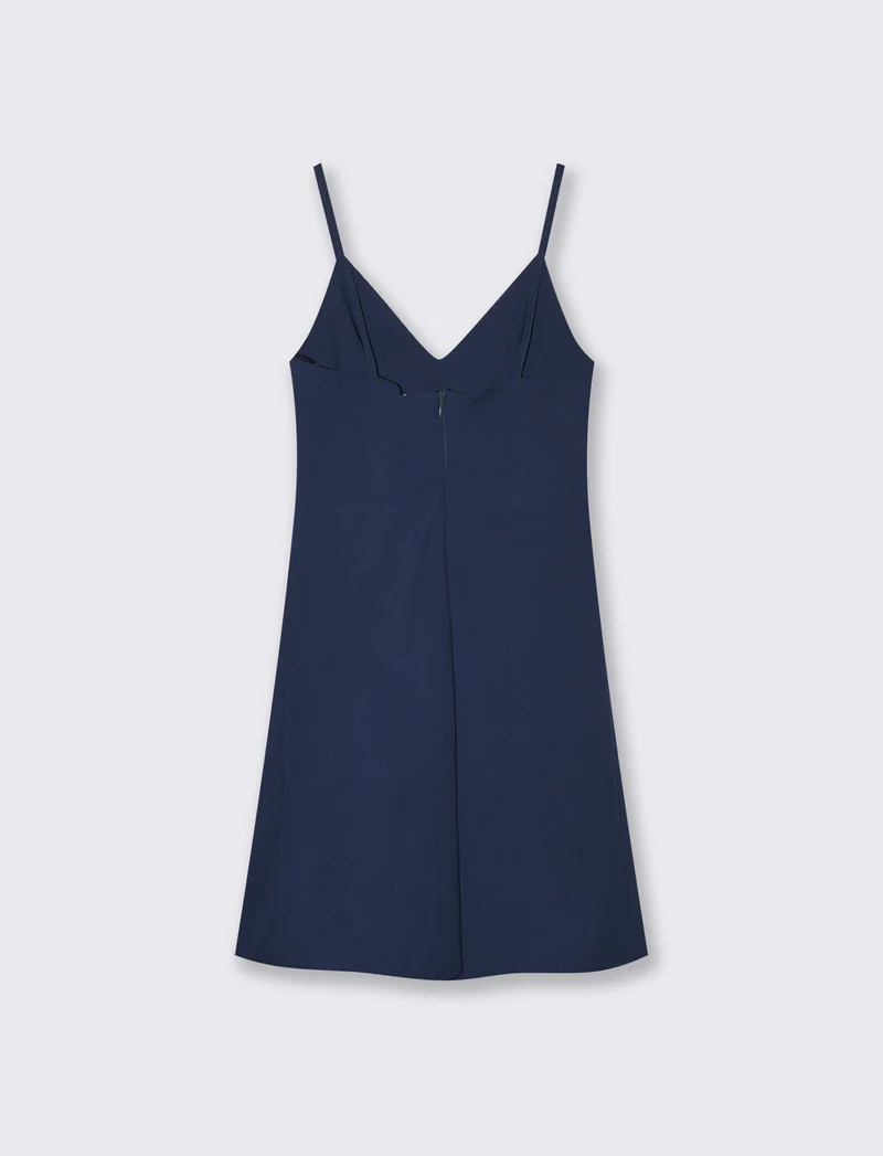 Abito Corto con Bretelle Sottili - Blu