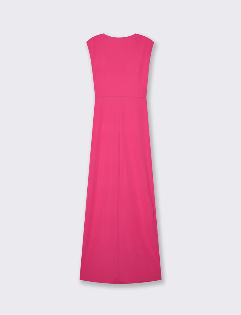 Abito lungo con spalline e arricciatura - Fuxia