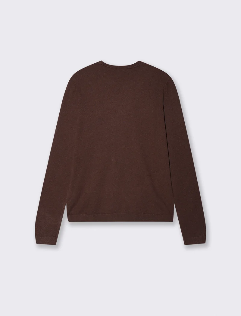 Pullover basico girocollo a manica lunga - Moro
