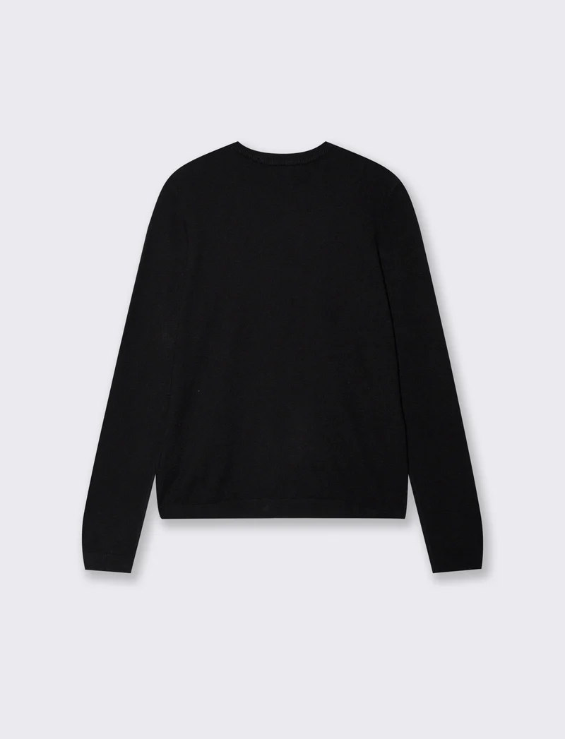 Pullover basico girocollo a manica lunga - Nero